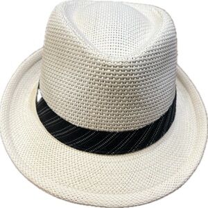 Stylish Cream Fedora with Black Band